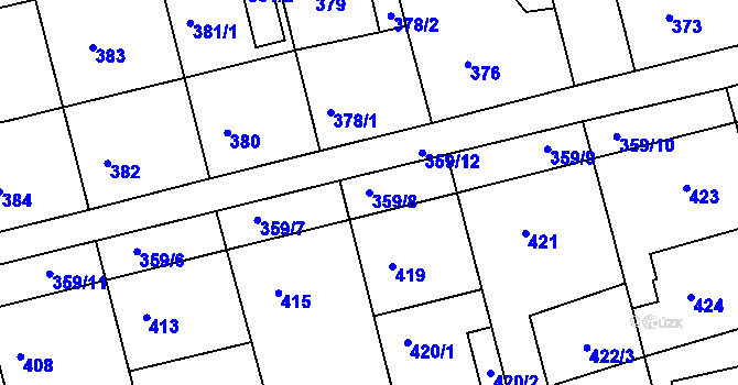 Parcela st. 359/8 v KÚ Velká Víska, Katastrální mapa