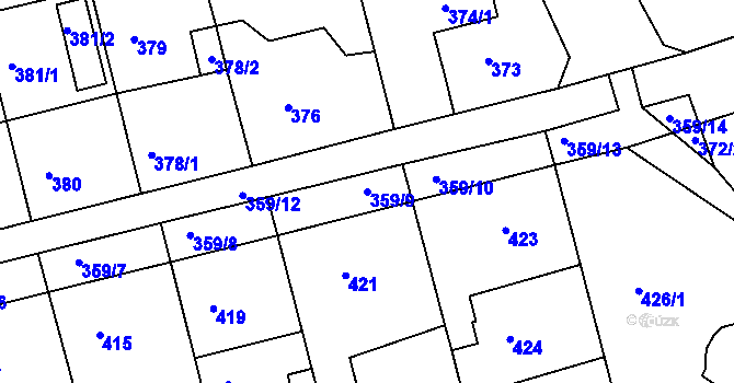 Parcela st. 359/9 v KÚ Velká Víska, Katastrální mapa