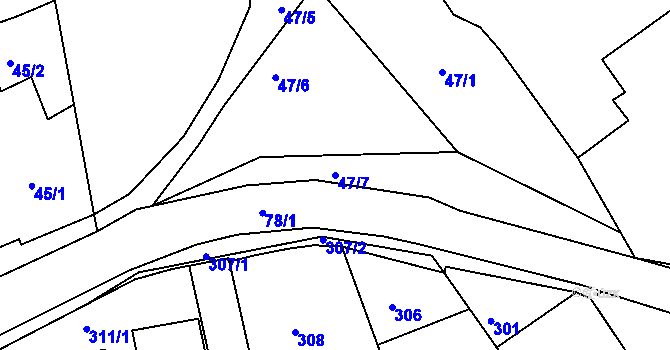Parcela st. 47/7 v KÚ Velká Víska, Katastrální mapa