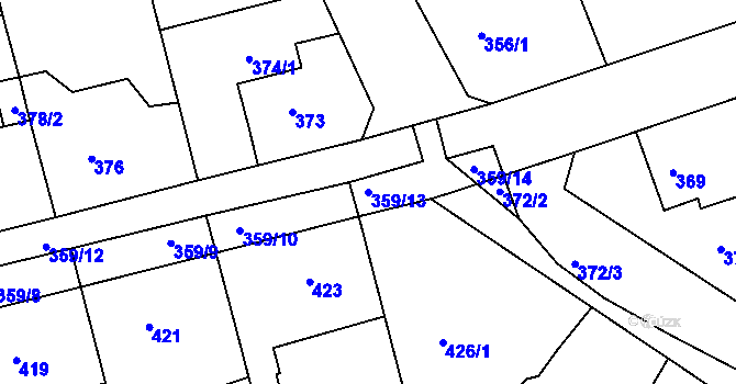 Parcela st. 359/13 v KÚ Velká Víska, Katastrální mapa