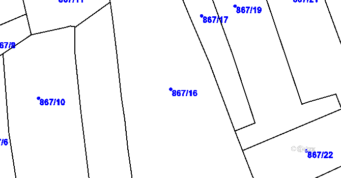 Parcela st. 867/16 v KÚ Velká Víska, Katastrální mapa