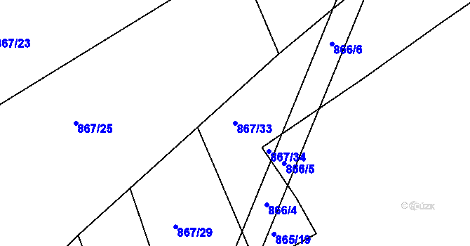 Parcela st. 867/33 v KÚ Velká Víska, Katastrální mapa