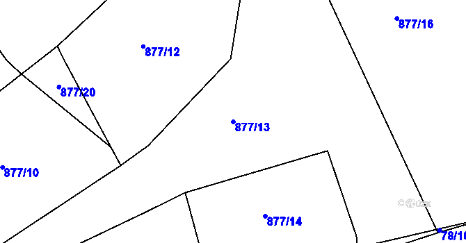 Parcela st. 877/13 v KÚ Velká Víska, Katastrální mapa