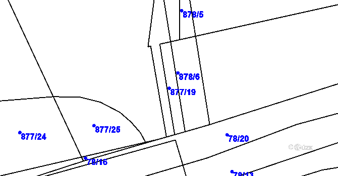 Parcela st. 877/19 v KÚ Velká Víska, Katastrální mapa