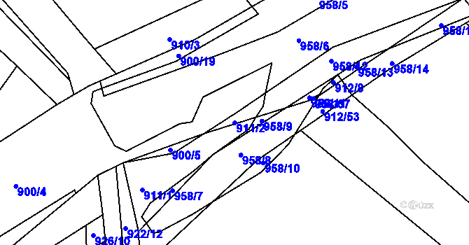 Parcela st. 911/2 v KÚ Velká Víska, Katastrální mapa