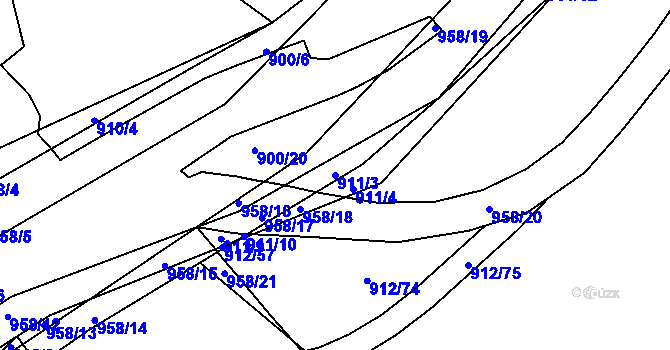 Parcela st. 911/3 v KÚ Velká Víska, Katastrální mapa