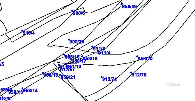 Parcela st. 911/4 v KÚ Velká Víska, Katastrální mapa