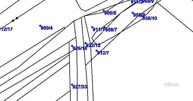 Parcela st. 912/7 v KÚ Velká Víska, Katastrální mapa
