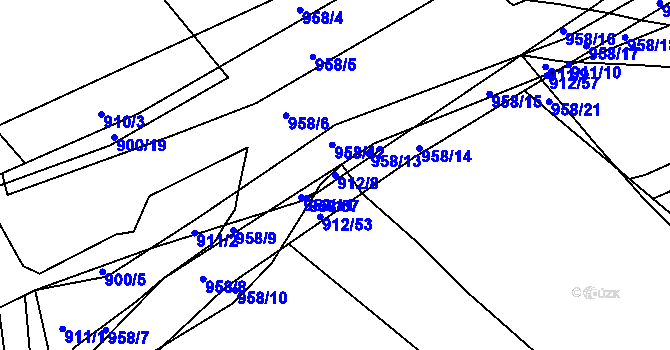 Parcela st. 912/8 v KÚ Velká Víska, Katastrální mapa