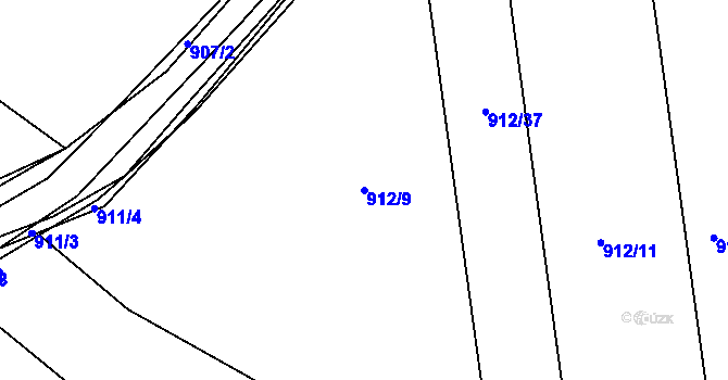 Parcela st. 912/9 v KÚ Velká Víska, Katastrální mapa