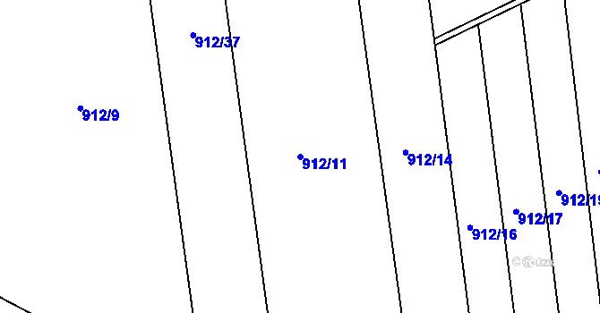 Parcela st. 912/11 v KÚ Velká Víska, Katastrální mapa