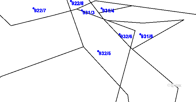Parcela st. 932/5 v KÚ Velká Víska, Katastrální mapa