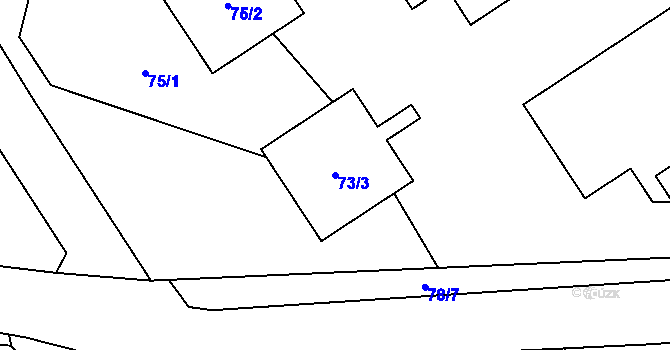 Parcela st. 73/3 v KÚ Velká Víska, Katastrální mapa