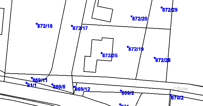 Parcela st. 872/25 v KÚ Velká Víska, Katastrální mapa