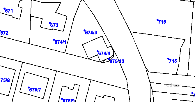 Parcela st. 674/4 v KÚ Velká Víska, Katastrální mapa