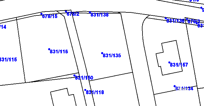 Parcela st. 831/135 v KÚ Velká Víska, Katastrální mapa