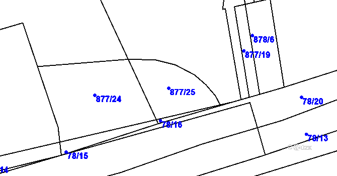 Parcela st. 877/25 v KÚ Velká Víska, Katastrální mapa