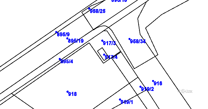 Parcela st. 917/4 v KÚ Velká Víska, Katastrální mapa