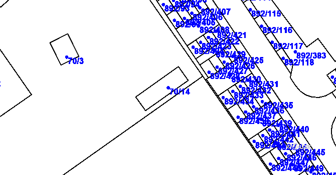 Parcela st. 70/14 v KÚ Velká Víska, Katastrální mapa
