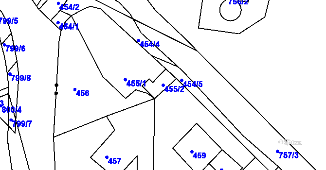 Parcela st. 455/2 v KÚ Velká Víska, Katastrální mapa