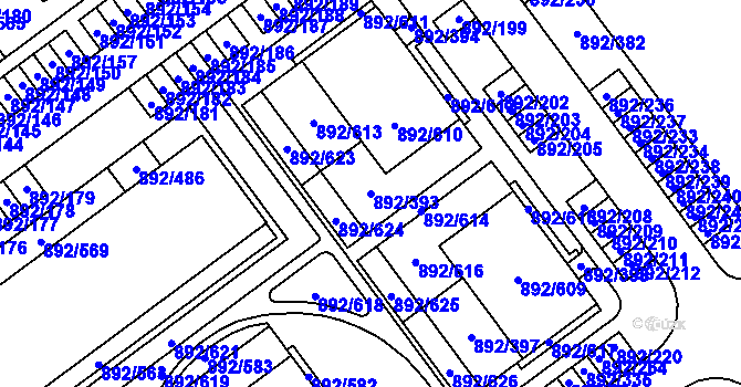 Parcela st. 892/393 v KÚ Velká Víska, Katastrální mapa