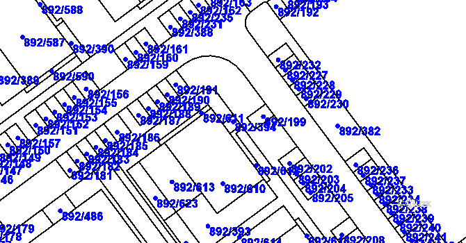 Parcela st. 892/394 v KÚ Velká Víska, Katastrální mapa