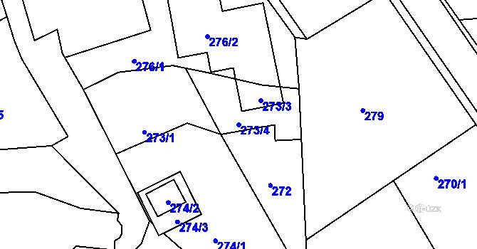 Parcela st. 273/4 v KÚ Velká Víska, Katastrální mapa