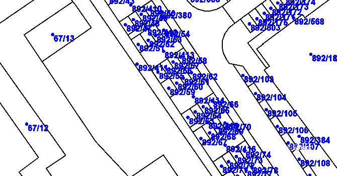 Parcela st. 892/59 v KÚ Velká Víska, Katastrální mapa