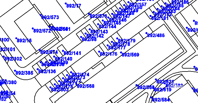 Parcela st. 892/176 v KÚ Velká Víska, Katastrální mapa
