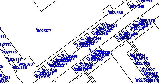 Parcela st. 892/342 v KÚ Velká Víska, Katastrální mapa