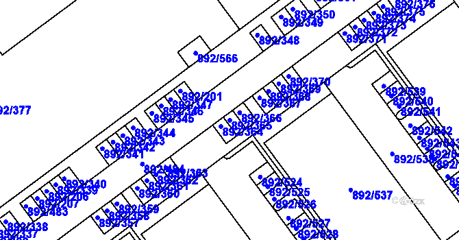 Parcela st. 892/365 v KÚ Velká Víska, Katastrální mapa