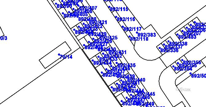 Parcela st. 892/432 v KÚ Velká Víska, Katastrální mapa