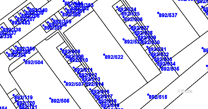 Parcela st. 892/522 v KÚ Velká Víska, Katastrální mapa