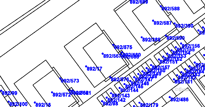 Parcela st. 892/567 v KÚ Velká Víska, Katastrální mapa