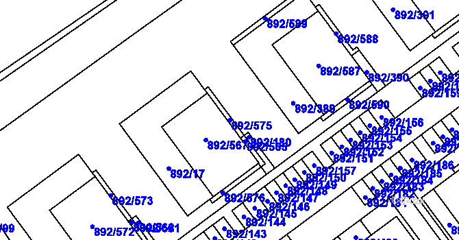 Parcela st. 892/575 v KÚ Velká Víska, Katastrální mapa
