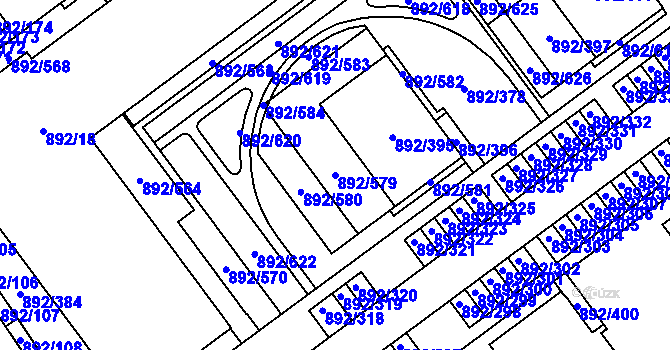 Parcela st. 892/579 v KÚ Velká Víska, Katastrální mapa