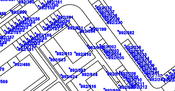 Parcela st. 892/612 v KÚ Velká Víska, Katastrální mapa