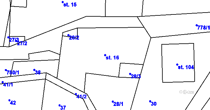 Parcela st. 16 v KÚ Hokov, Katastrální mapa