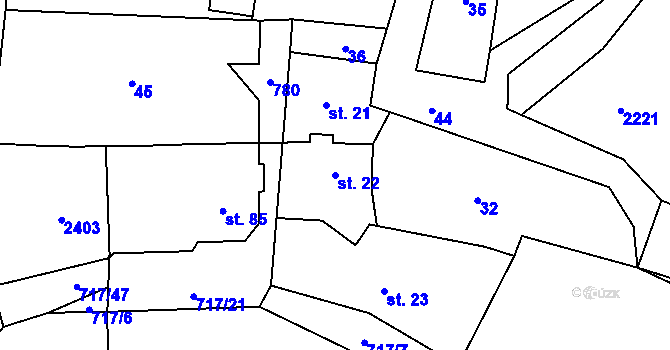 Parcela st. 22 v KÚ Hokov, Katastrální mapa