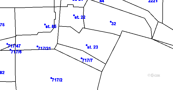 Parcela st. 23 v KÚ Hokov, Katastrální mapa