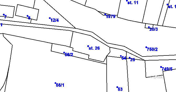 Parcela st. 26 v KÚ Hokov, Katastrální mapa