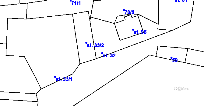Parcela st. 32 v KÚ Hokov, Katastrální mapa