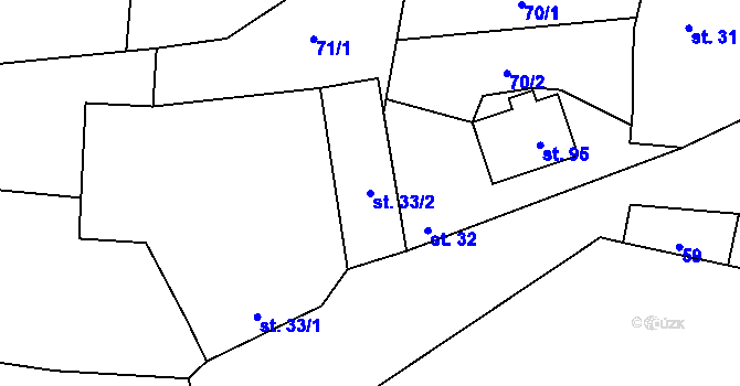 Parcela st. 33/2 v KÚ Hokov, Katastrální mapa