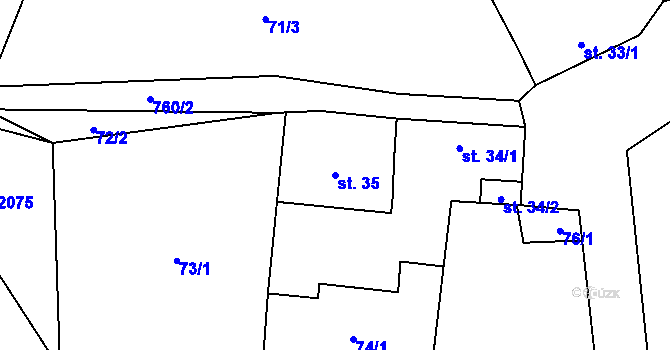 Parcela st. 35 v KÚ Hokov, Katastrální mapa