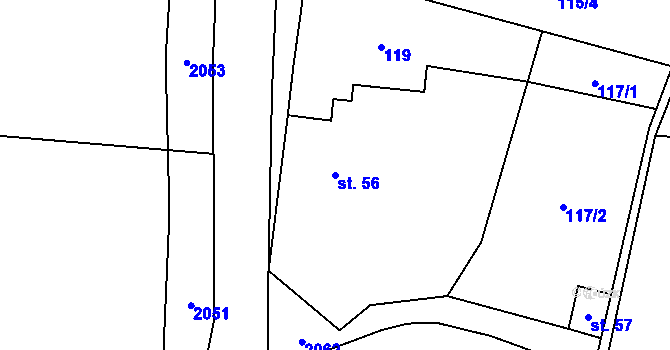 Parcela st. 56 v KÚ Hokov, Katastrální mapa