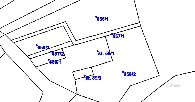 Parcela st. 59/1 v KÚ Hokov, Katastrální mapa