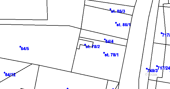 Parcela st. 78/2 v KÚ Hokov, Katastrální mapa