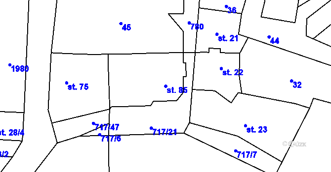 Parcela st. 85 v KÚ Hokov, Katastrální mapa