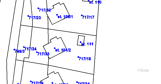 Parcela st. 111 v KÚ Hokov, Katastrální mapa