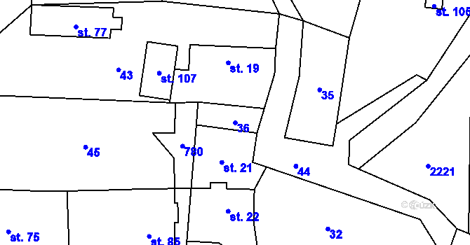 Parcela st. 36 v KÚ Hokov, Katastrální mapa